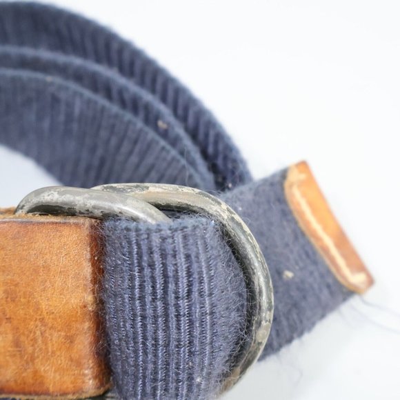 Vintage Embroidered Moose Belt Men's L Double D Ring Blue Gold Brown Leather - Picture 5 of 7